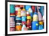 Colorful Lobster & Cod Buoys-null-Framed Premium Giclee Print