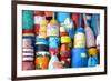 Colorful Lobster & Cod Buoys-null-Framed Premium Giclee Print