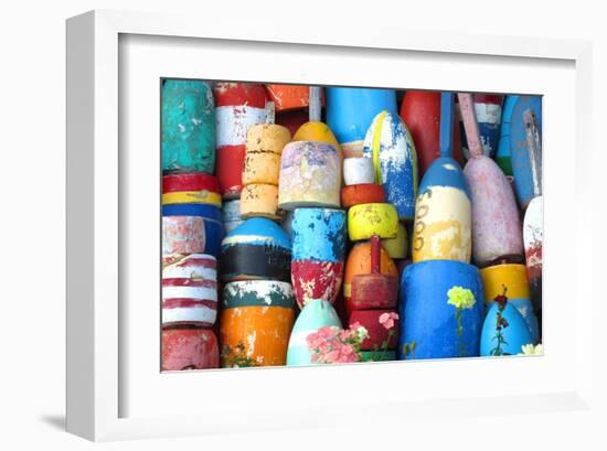 Colorful Lobster & Cod Buoys-null-Framed Art Print