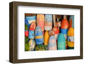 Colorful Lobster Floats Buoys-null-Framed Art Print