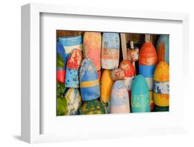 Colorful Lobster Floats Buoys-null-Framed Art Print