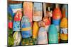 Colorful Lobster Floats Buoys-null-Mounted Art Print