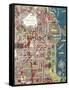 Colorful Map of Chicago-null-Framed Stretched Canvas