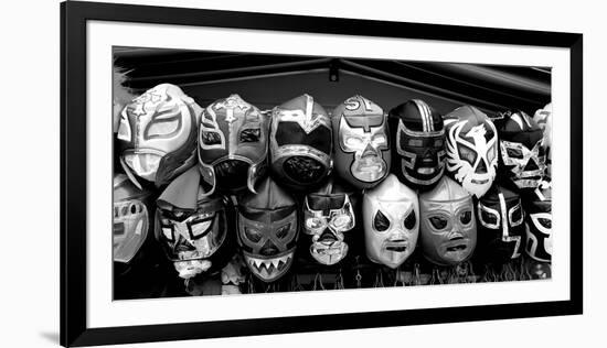 Colorful mask at market a stall, Olvera Street, Downtown Los Angeles, Los Angeles, California, USA-null-Framed Photographic Print