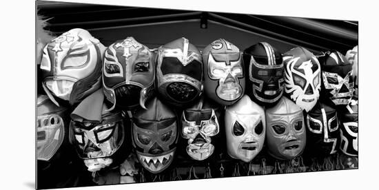 Colorful mask at market a stall, Olvera Street, Downtown Los Angeles, Los Angeles, California, USA-null-Mounted Photographic Print