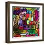 Colorful Modern Design-stekloduv-Framed Art Print