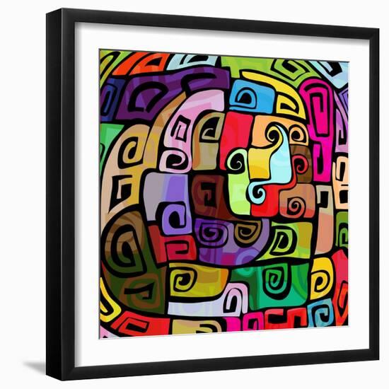 Colorful Modern Design-stekloduv-Framed Art Print