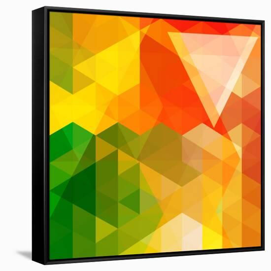 Colorful Mosaic Background Made Of Triangle Shapes-OlgaYakovenko-Framed Stretched Canvas