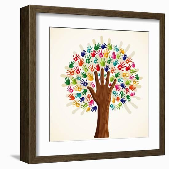 Colorful Multi-Ethnic Tree-cienpies-Framed Art Print