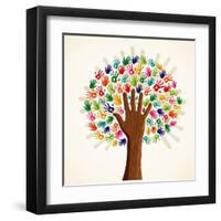 Colorful Multi-Ethnic Tree-cienpies-Framed Art Print