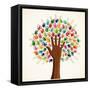 Colorful Multi-Ethnic Tree-cienpies-Framed Stretched Canvas