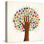 Colorful Multi-Ethnic Tree-cienpies-Stretched Canvas