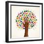 Colorful Multi-Ethnic Tree-cienpies-Framed Art Print