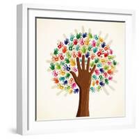 Colorful Multi-Ethnic Tree-cienpies-Framed Art Print