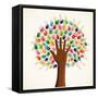 Colorful Multi-Ethnic Tree-cienpies-Framed Stretched Canvas