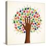 Colorful Multi-Ethnic Tree-cienpies-Stretched Canvas