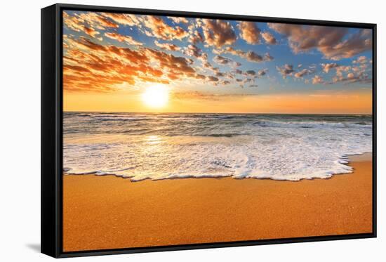 Colorful Ocean Beach Sunrise.-vrstudio-Framed Stretched Canvas