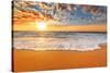 Colorful Ocean Beach Sunrise.-vrstudio-Stretched Canvas