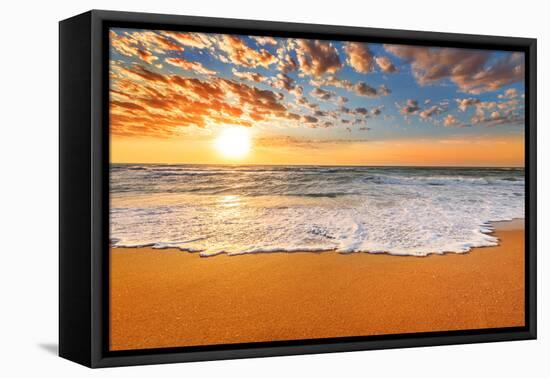 Colorful Ocean Beach Sunrise.-vrstudio-Framed Stretched Canvas