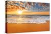 Colorful Ocean Beach Sunrise.-vrstudio-Stretched Canvas