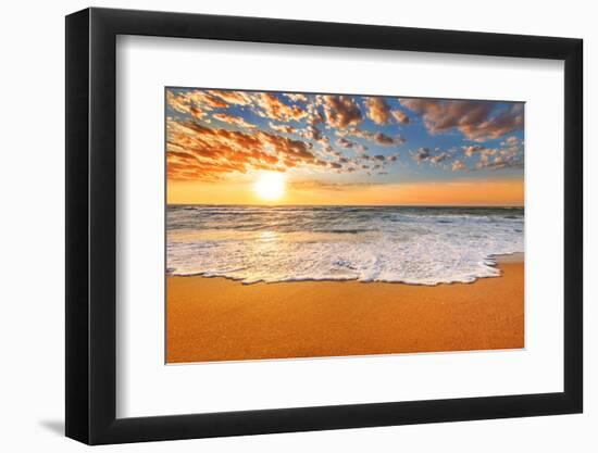 Colorful Ocean Beach Sunrise.-vrstudio-Framed Photographic Print