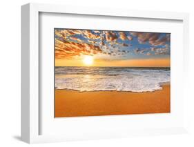 Colorful Ocean Beach Sunrise.-vrstudio-Framed Photographic Print