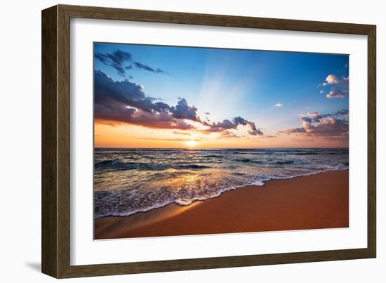 Colorful Ocean Beach Sunrise.-VRstudio-Framed Photographic Print