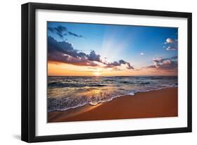 Colorful Ocean Beach Sunrise.-VRstudio-Framed Photographic Print