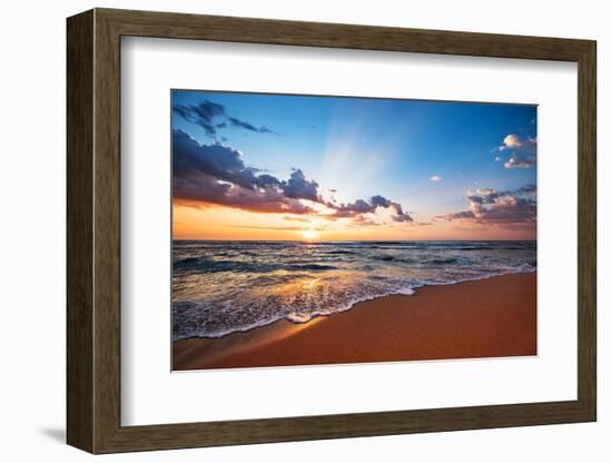 Colorful Ocean Beach Sunrise.-VRstudio-Framed Photographic Print