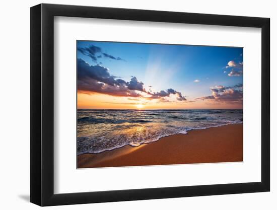 Colorful Ocean Beach Sunrise.-VRstudio-Framed Photographic Print