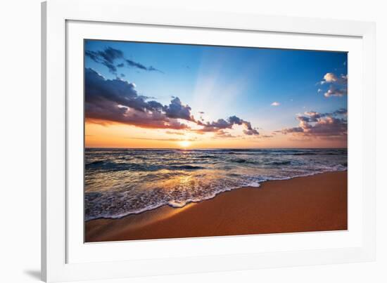 Colorful Ocean Beach Sunrise.-VRstudio-Framed Photographic Print