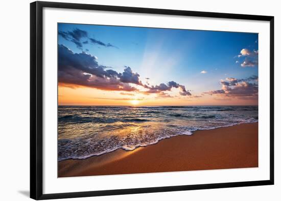 Colorful Ocean Beach Sunrise.-VRstudio-Framed Photographic Print