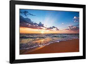 Colorful Ocean Beach Sunrise.-VRstudio-Framed Photographic Print