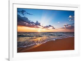 Colorful Ocean Beach Sunrise.-VRstudio-Framed Photographic Print