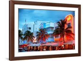 Colorful Ocean Drive - South Beach - Miami Beach Art Deco Distric - Florida-Philippe Hugonnard-Framed Photographic Print