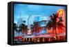 Colorful Ocean Drive - South Beach - Miami Beach Art Deco Distric - Florida-Philippe Hugonnard-Framed Stretched Canvas