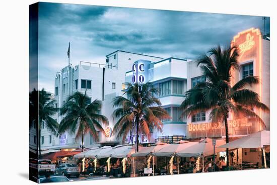 Colorful Ocean Drive - South Beach - Miami Beach Art Deco Distric - Florida-Philippe Hugonnard-Stretched Canvas