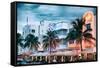 Colorful Ocean Drive - South Beach - Miami Beach Art Deco Distric - Florida-Philippe Hugonnard-Framed Stretched Canvas