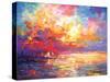 Colorful Ocean Sunset II-Leon Devenice-Stretched Canvas