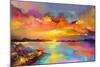 Colorful Oil Painting on Canvas Texture. Impressionism Image of Seascape Paintings with Sunlight Ba-Nongkran_ch-Mounted Photographic Print