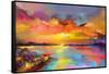 Colorful Oil Painting on Canvas Texture. Impressionism Image of Seascape Paintings with Sunlight Ba-Nongkran_ch-Framed Stretched Canvas