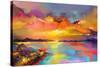 Colorful Oil Painting on Canvas Texture. Impressionism Image of Seascape Paintings with Sunlight Ba-Nongkran_ch-Stretched Canvas