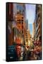 Colorful Painting of City Street,Illustration-Tithi Luadthong-Framed Stretched Canvas