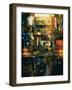 Colorful Painting of Shopping Street in Modern City,Illustration-Tithi Luadthong-Framed Art Print