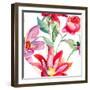 Colorful Pink Flowers, Pattern-Ateli-Framed Art Print