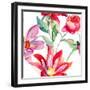 Colorful Pink Flowers, Pattern-Ateli-Framed Art Print