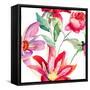 Colorful Pink Flowers, Pattern-Ateli-Framed Stretched Canvas