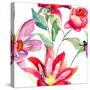 Colorful Pink Flowers, Pattern-Ateli-Stretched Canvas