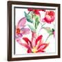 Colorful Pink Flowers, Pattern-Ateli-Framed Art Print