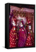 Colorful Puppets Hanging in a Shop in Udaipur, Rajasthan, India, Asia-Alex Treadway-Framed Stretched Canvas